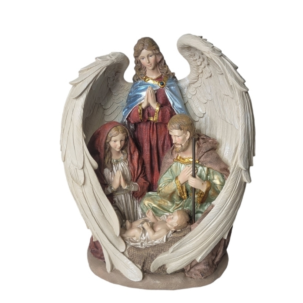 Enfolding Wings Nativity Figurine Angel Joseph Mary Baby Jesus christmas decor * - Picture 4 of 10